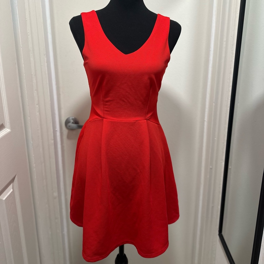 Slimming Red Circle/A-Line Dress